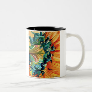 Gelbe Sonnenblume Aquarellmalerei Zweifarbige Tasse