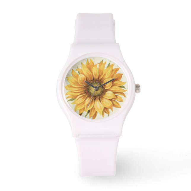 Gelbe Sonnenblume Armbanduhr (Vorderseite)
