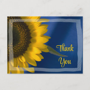 Gelbe Sonnenblume auf blau Danke Postkarte