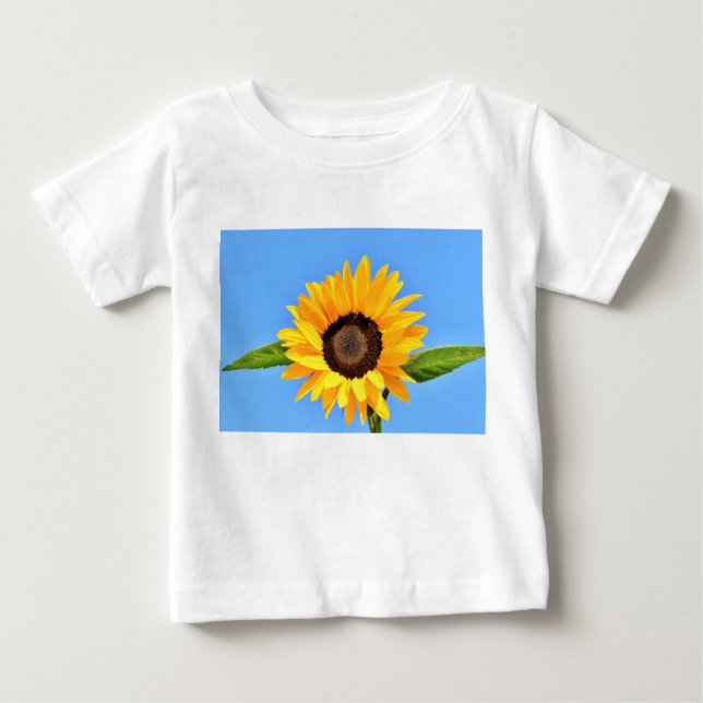 Gelbe Sonnenblume auf blauem Himmel - Sommer Baby T-shirt (Vorderseite)