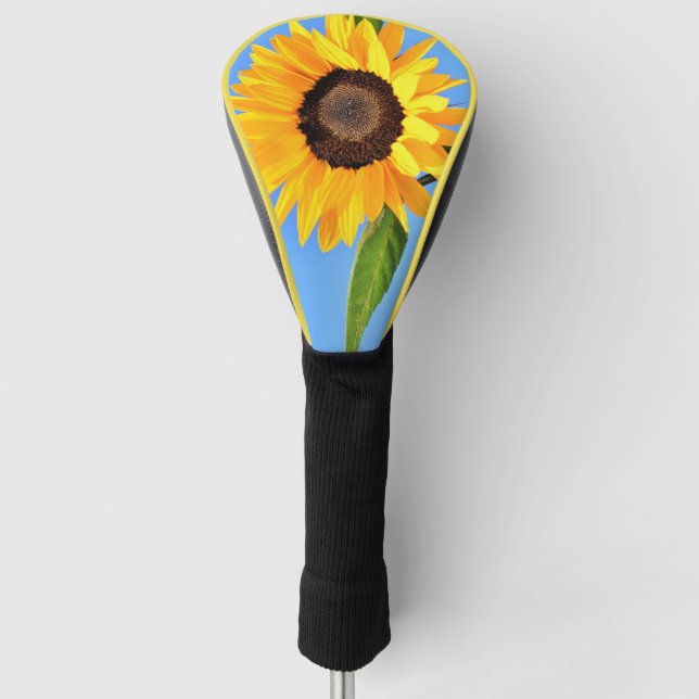 Gelbe Sonnenblume auf blauem Himmel - Sommer  Golf Headcover (Vorderseite)