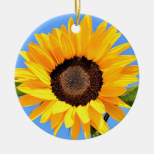 Gelbe Sonnenblume auf blauem Himmel - Sommer Keramik Ornament