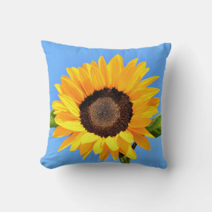 Gelbe Sonnenblume auf blauem Himmel - Sommer Kissen
