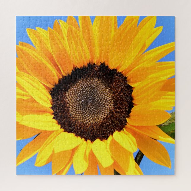 Gelbe Sonnenblume auf blauem Himmel - Sommer Puzzle (Vertikal)