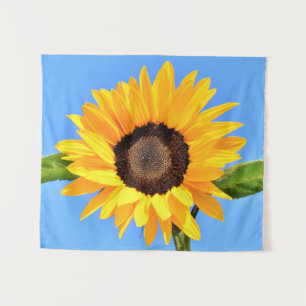 Gelbe Sonnenblume auf blauem Himmel - Sommer Wandteppich