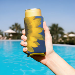 Gelbe Sonnenblume auf blauer Gastgeschenk Hochzeit Selters Dosenkühler