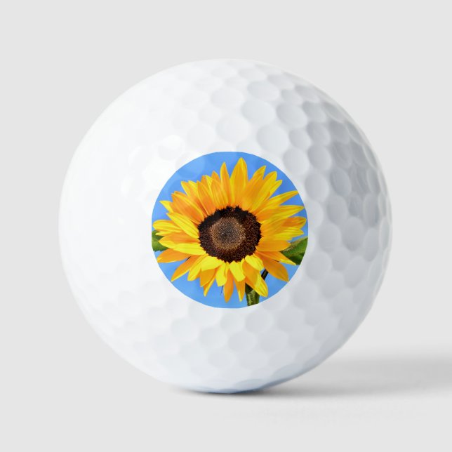 Gelbe Sonnenblume auf Blue Sky Golf Balls Golfball (Vorderseite)