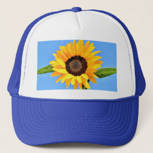 Gelbe Sonnenblume auf Blue Sky Trucker Hat Truckerkappe