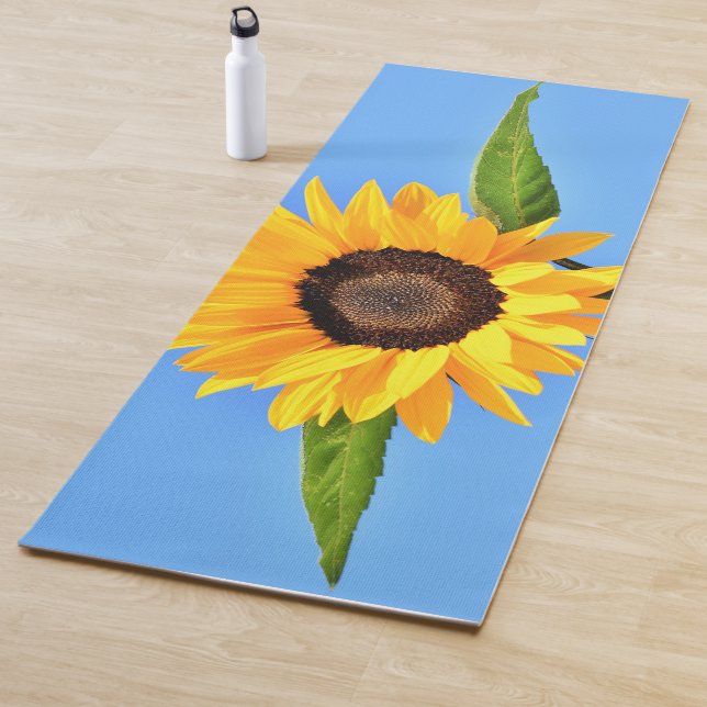 Gelbe Sonnenblume auf Blue Sky Yoga Mat Yogamatte (Beispiel)