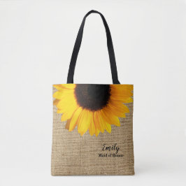 Gelbe Sonnenblume auf Burlap Wedding Party