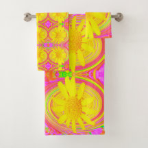 Gelbe Sonnenblume auf einem psychedelischen Swirl