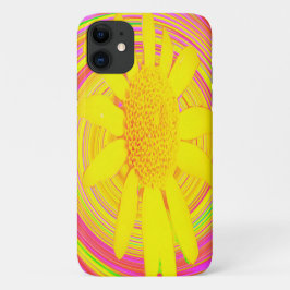 Gelbe Sonnenblume auf einem psychedelischen Swirl Case-Mate iPhone Hülle