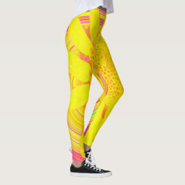 Gelbe Sonnenblume auf einem psychedelischen Swirl Leggings