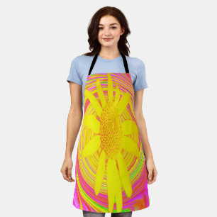 Gelbe Sonnenblume auf einem psychedelischen Swirl Schürze