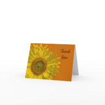 Gelbe Sonnenblume auf Orange Danke