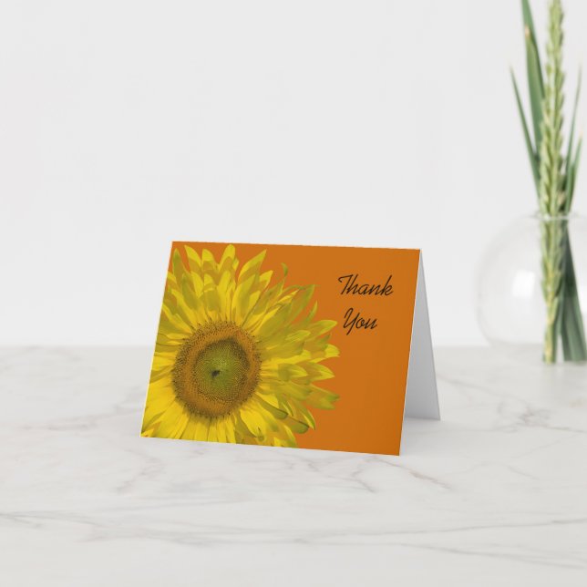 Gelbe Sonnenblume auf Orange Danke (Vorderseite)