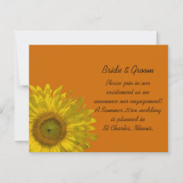 Gelbe Sonnenblume auf Orange Verlobung Ankündigung