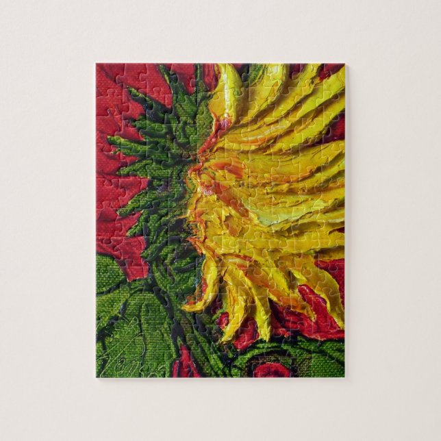 Gelbe Sonnenblume auf rotem Puzzlen Puzzle (Vertikal)