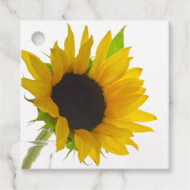 Gelbe Sonnenblume auf Weiß Geschenkanhänger