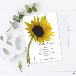 Gelbe Sonnenblume auf weißer Hochzeit Save the Dat Einladung