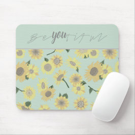 Gelbe Sonnenblume Blau Sei du Blumenmuster Mousepad