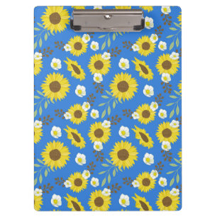 Gelbe Sonnenblume Blauer Hintergrund Blume Floral Klemmbrett