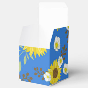Gelbe Sonnenblume Blauer Hintergrund Blume Geschenkschachtel
