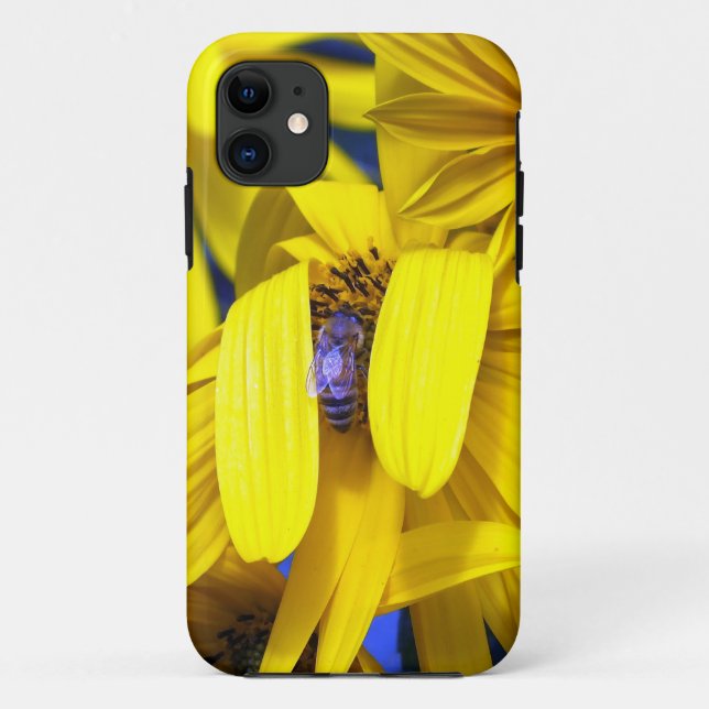 Gelbe Sonnenblume, Blue Bee iPhone 5 Fall Case-Mate iPhone Hülle (Rückseite)