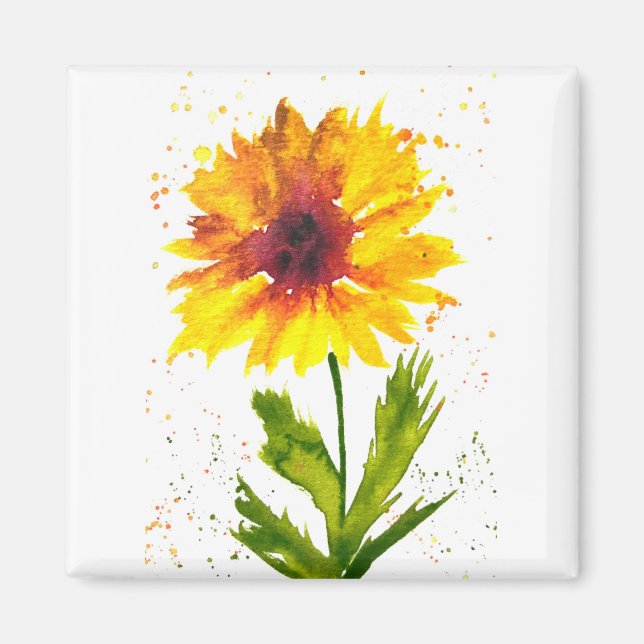 Gelbe Sonnenblume Blume elegant rustikal Magnet (Vorne)