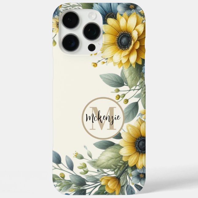 Gelbe Sonnenblume Boho Bohemisch Monogramm Case-Mate iPhone Hülle (Rückseite)