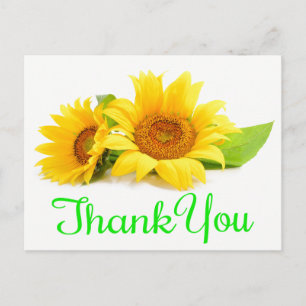 Gelbe Sonnenblume Dankeschön Grüne Hochzeitsblumen Postkarte