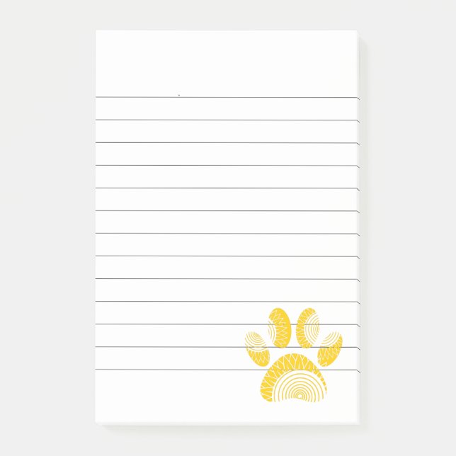 Gelbe Sonnenblume Dog Paw Print Linke Post-it Klebezettel (Vorderseite)