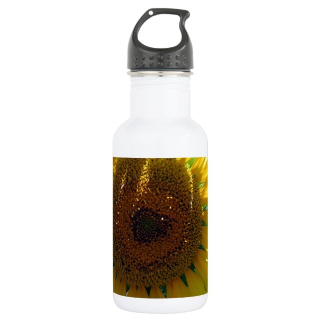 Gelbe Sonnenblume Edelstahlflasche (Vorderseite)