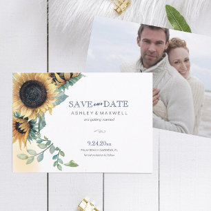 Gelbe Sonnenblume Flat Save the Date Card