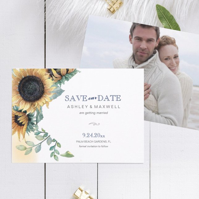 Gelbe Sonnenblume Flat Save the Date Card (Von Creator hochgeladen)