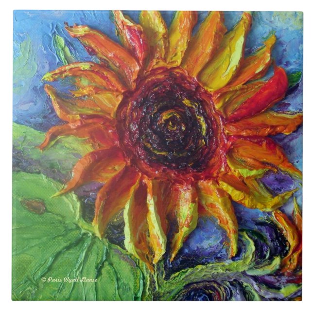 Gelbe Sonnenblume-Fliese Fliese (Vorderseite)