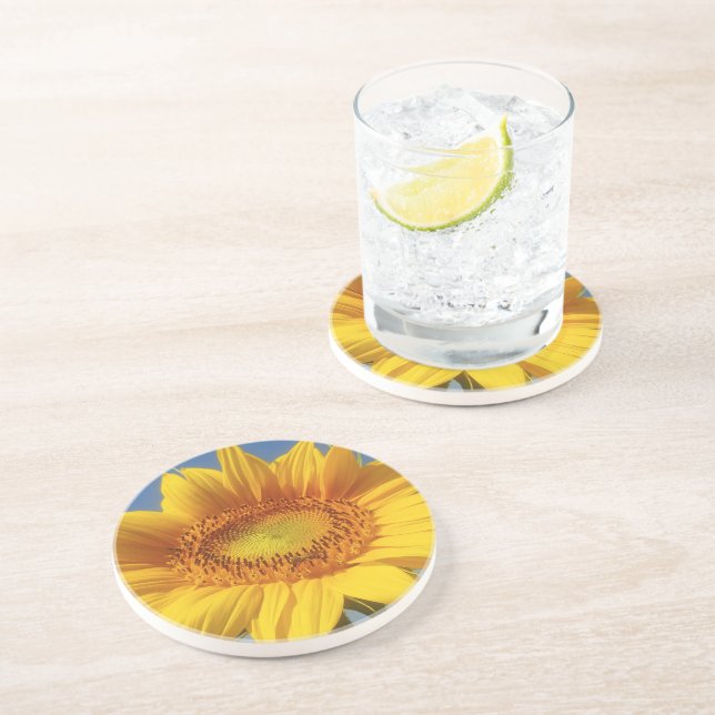 Gelbe Sonnenblume Getränkeuntersetzer (Seite)