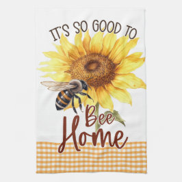 Gelbe Sonnenblume Gingham Bee Happy Sunshine Geschirrtuch