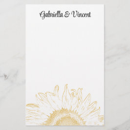 Gelbe Sonnenblume Grafische Hochzeit Briefpapier