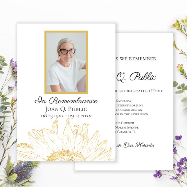 Gelbe Sonnenblume Grafische Todesursache Einladung (Von Creator hochgeladen)