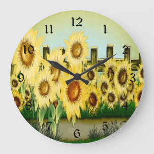Gelbe Sonnenblume Große Wanduhr