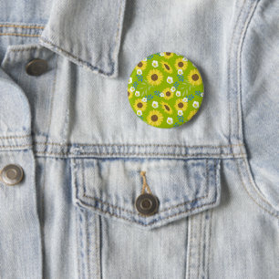 Gelbe Sonnenblume Grüner Hintergrund Blume Floral Button