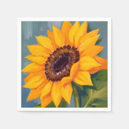 Gelbe Sonnenblume Helle Wasserfarbe Floral Serviette