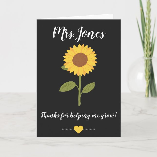 Gelbe Sonnenblume hilft mir zu wachsen Karte (Vorderseite)