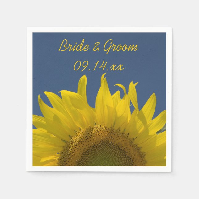 Gelbe Sonnenblume Hochzeit Serviette (Vorderseite)