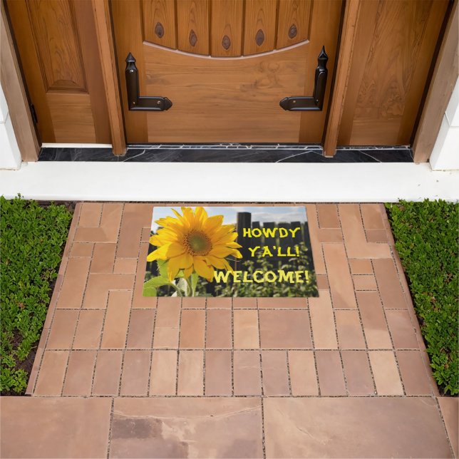 Gelbe Sonnenblume Howdy Ya'll Welcome Door Mat Fußmatte (Außenbereich)