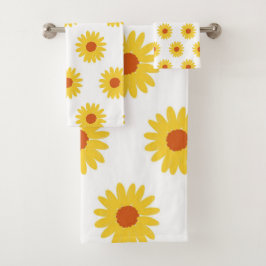 Gelbe Sonnenblume Hübsch Retro Y2K Muster Badhandtuch Set