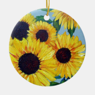 Gelbe Sonnenblume Keramik Ornament