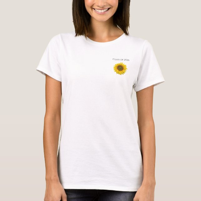 Gelbe Sonnenblume-Klasse 2025 Abschluss T-Shirt (Vorderseite)