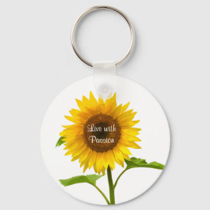 Gelbe Sonnenblume Lebend mit Passion Blume Schlüs Schlüsselanhänger